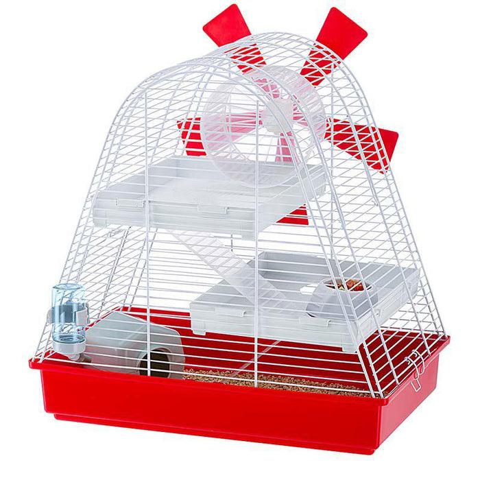 Ferplast - magic mill hamsterbur vit/röd 46x29.5x46.5cm