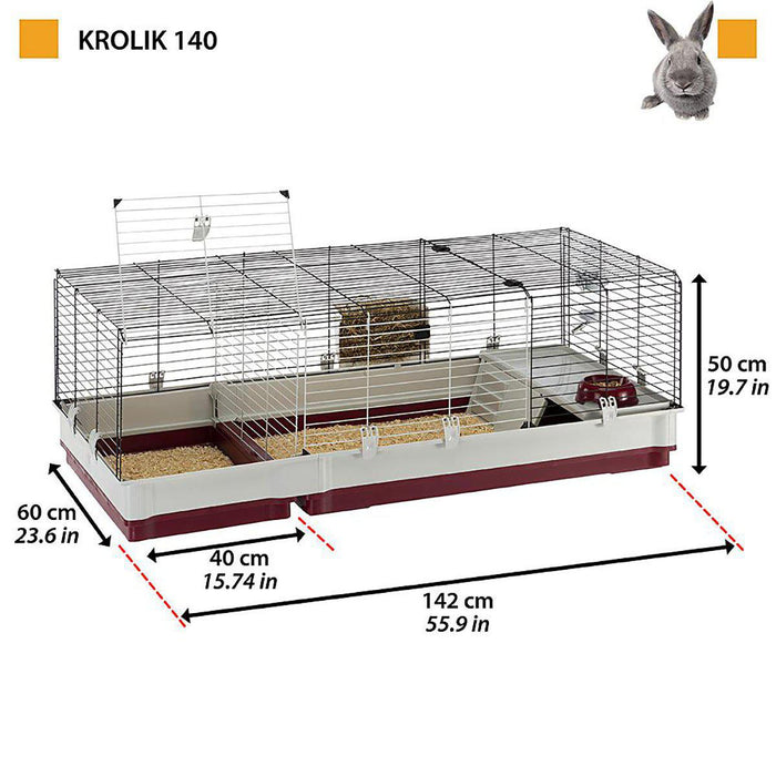 Ferplast - krolik kaninbur 140 röd 142x60x50cm