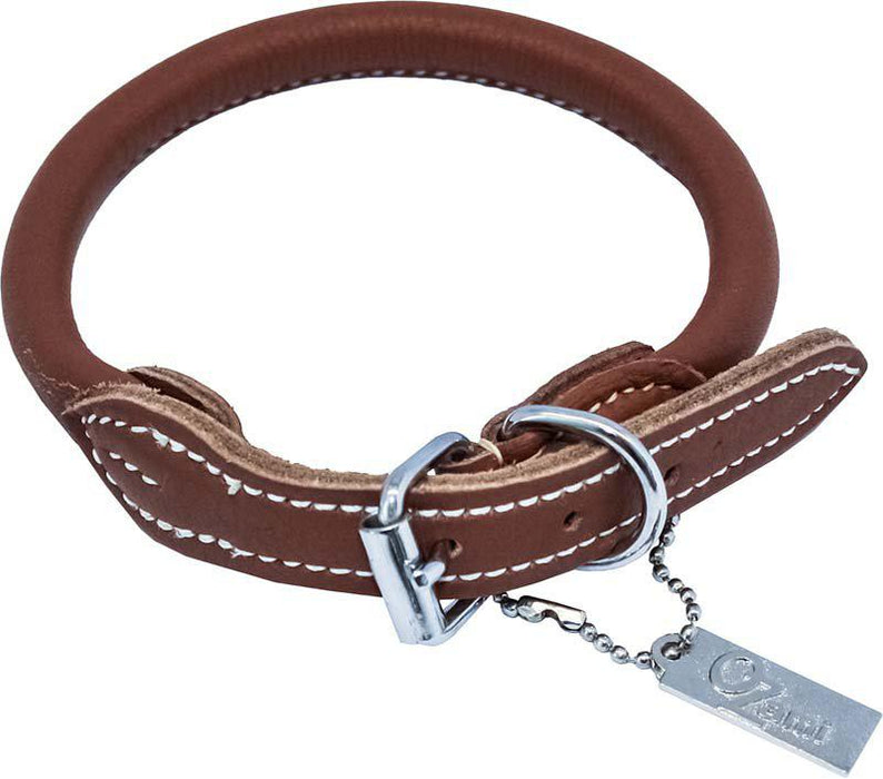 Ozami - halsband läder rundsytt cognac 10mmx65cm