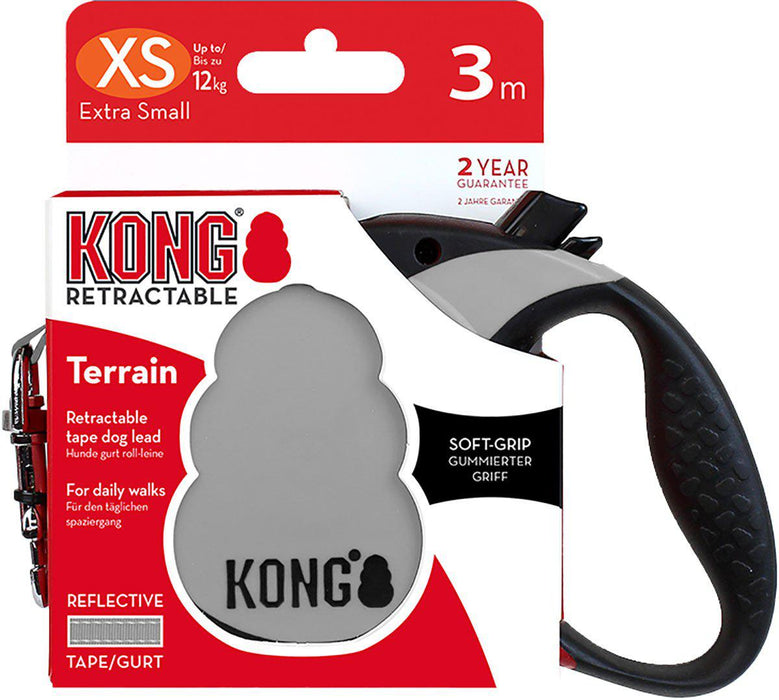 Kong - rullkoppel terrain xs 3m band grå max 12kg