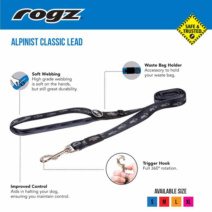 Rogz - alpinist classic koppel svart 11mm180cm