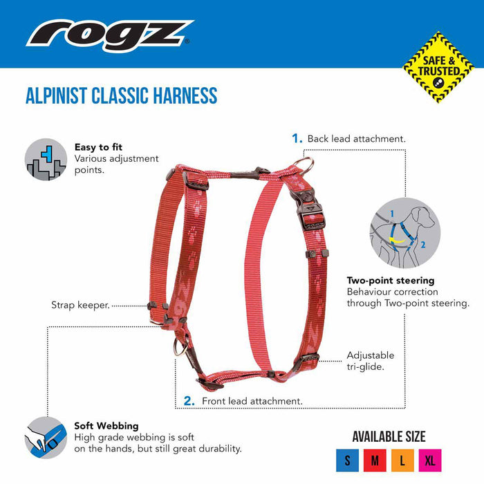 Rogz - alpinist sele svart 23-37cm