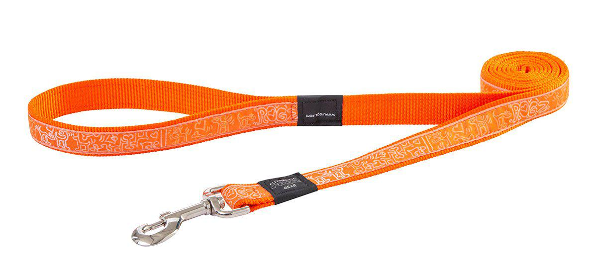 Rogz - fancy dress koppel xl orange doodle 25mm 180cm