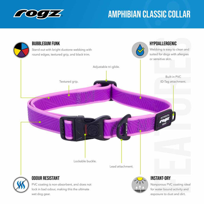 Rogz - amphibian halsband m svart 26-40cm