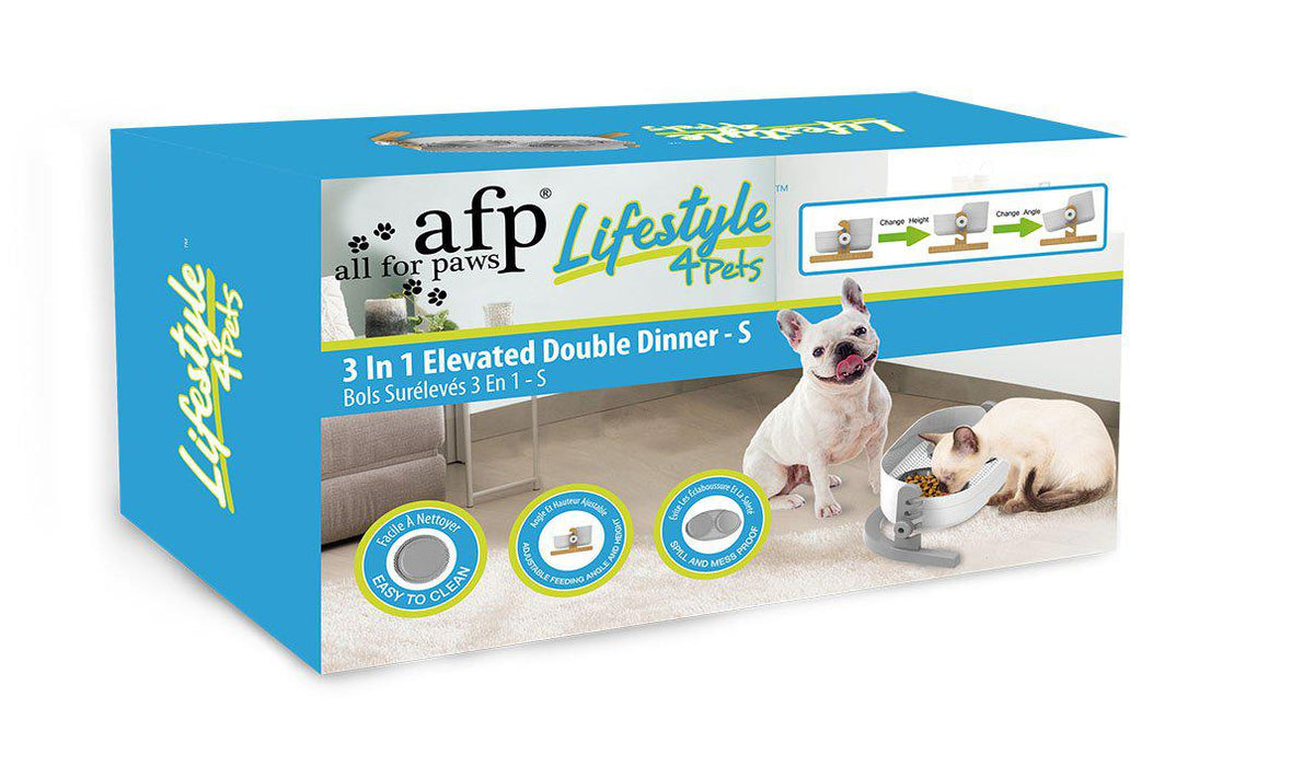 All For Paws - hundskål 3 in 1 elevated double dinner 350ml 44x26x19cm