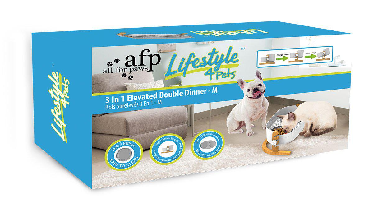 All For Paws - hundskål 3 in 1 elevated double dinner 800ml 56x30x20cm