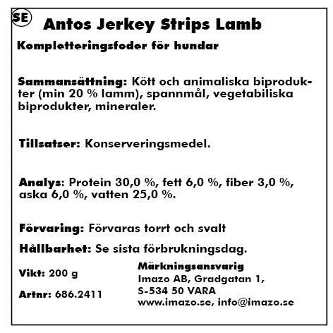 Antos - hundsnacks strips lamm 20st ca 200gr