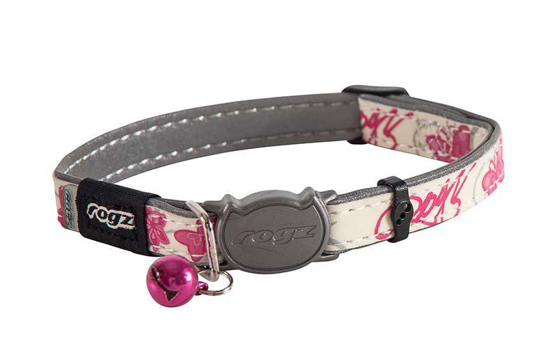 Rogz - glowcat halsband s rosa 11mm 20-31cm