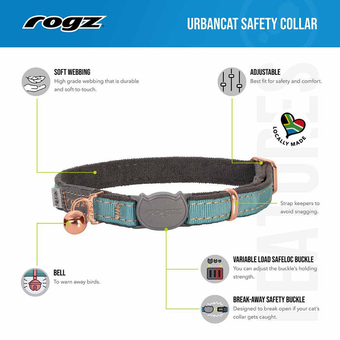 Rogz - urbancat halsband guld s 20-31cm