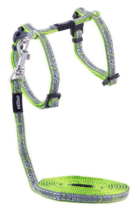 Rogz - nightcat sele med koppel xs lime 8mm 19,8-30cm