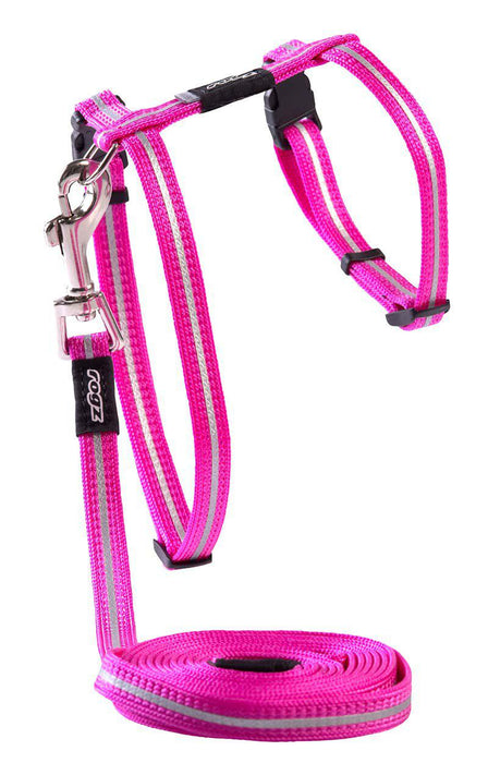 Rogz - alleycat sele med koppel xs rosa 8mm 19,8-30cm