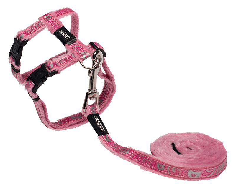 Rogz - sparklecat sele med koppel s rosa 11mm 24-40cm