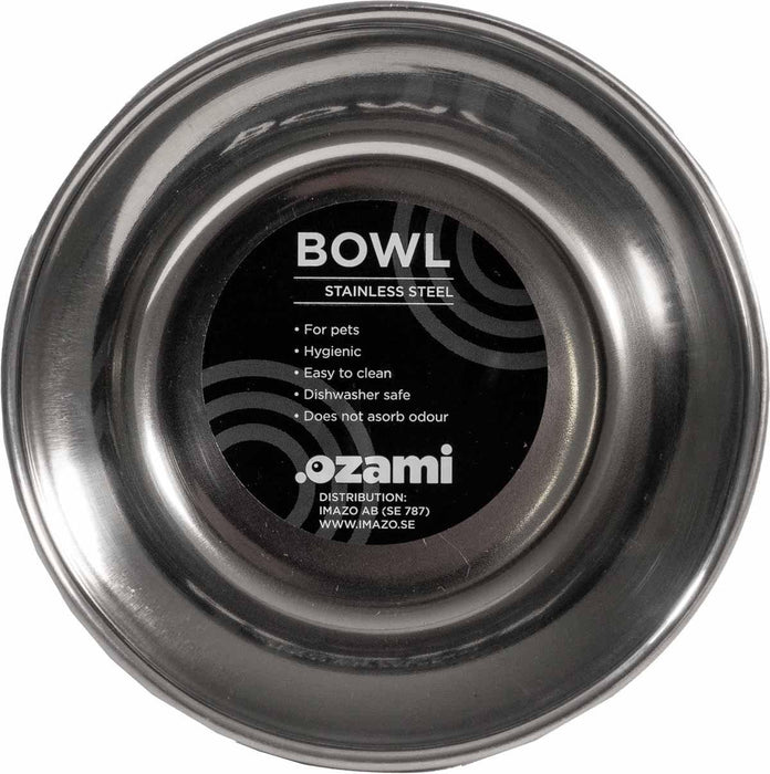 Ozami - kattskål rostfri antislip lila med fiskar 350ml 12,5cm