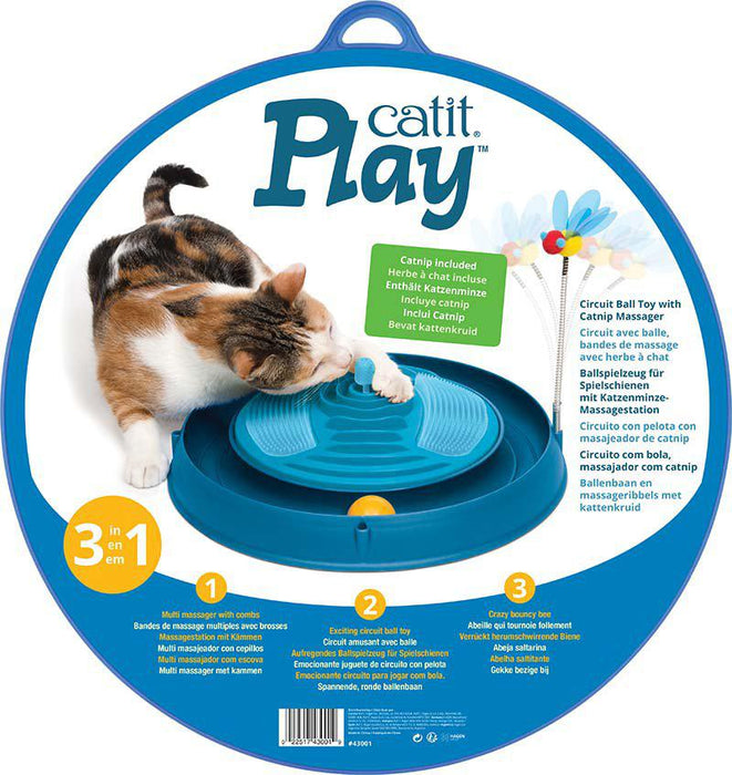 Catit - play´n scratch massage kattlek blå