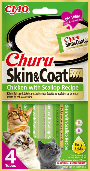 Churu - skin & coat chicken & scallop 4st