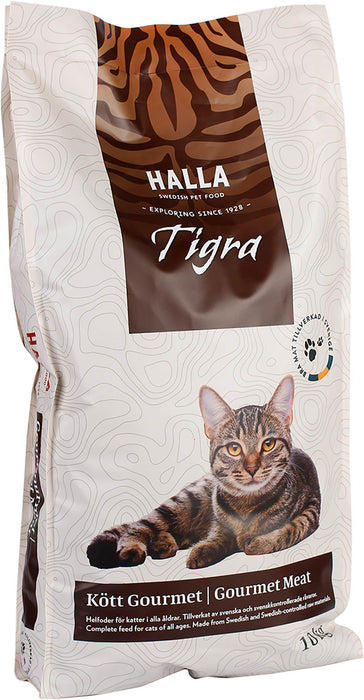 Halla - kattfoder tigra kött gourmet 10kg