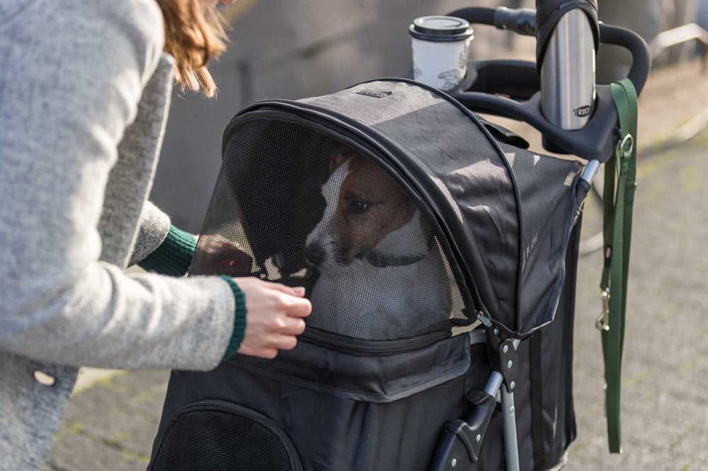 TRIXIE - djurvagn buggy hopfällbar svart