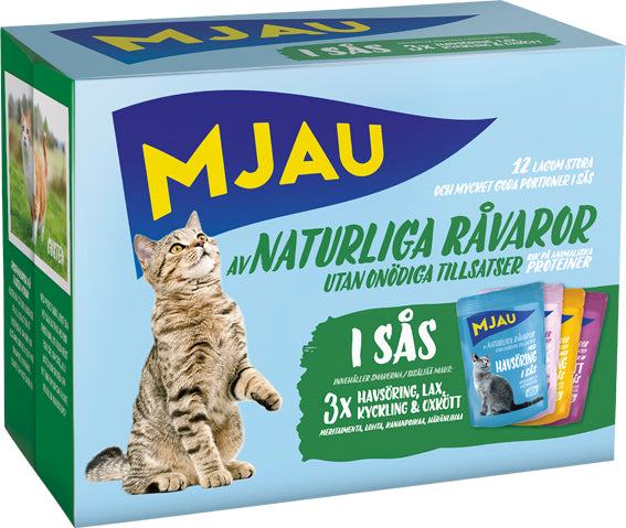 Mjau - kött & fisk i sås multipack 12*85g