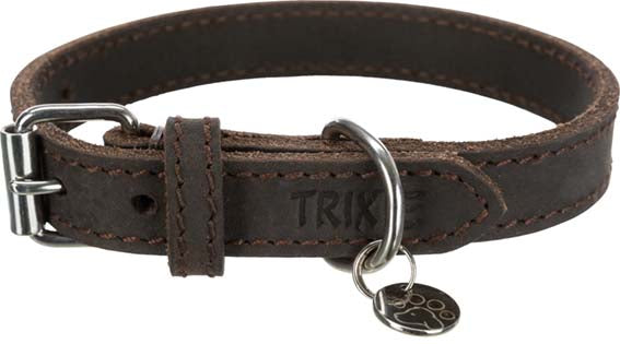 TRIXIE - rustic råläder halsband mörkbrun xs-s 27-34cm 18mm