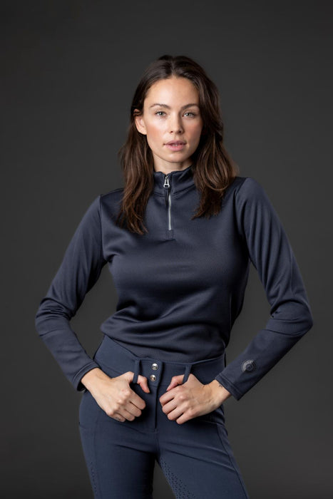 Equipage - scarlet långärmad ridskjorta med half-zip navy