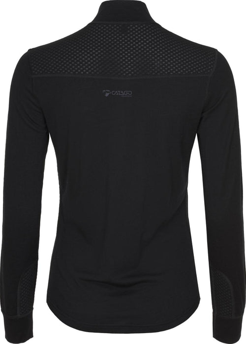 Catago - madeleine merino långärmed half-zip top svart