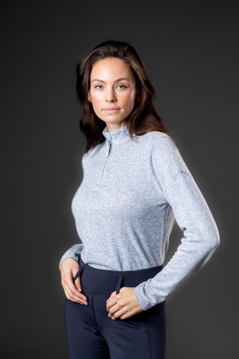 Equipage - stacey långärmad ridskjorta med half-zip blue fog