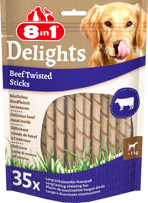 8 in 1 - delight twisted sticks oxhud om kött