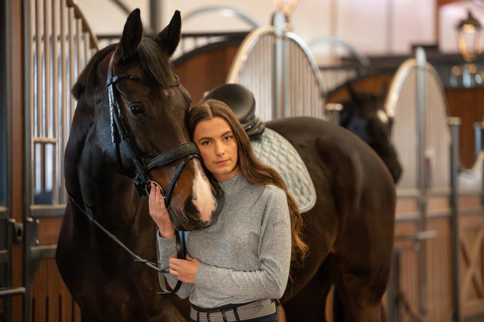 Equipage - stacey långärmad ridskjorta med half-zip blue fog