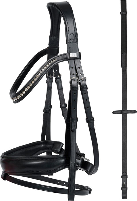 HorseGuard - cryll bridle with pull-back nb svart