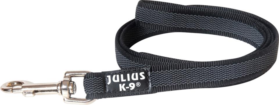 Julius-K9 - super-grip koppel m. handtag svart/grå