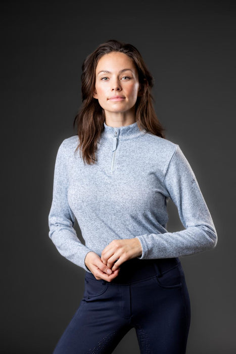 Equipage - stacey långärmad ridskjorta med half-zip blue fog