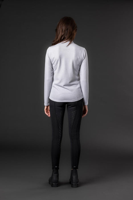 Equipage - shimmer långärmad ridskjorta med half-zip vit