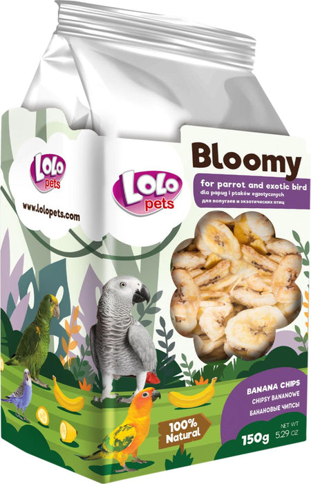 Bloomy - bananchips för papegojor och exotiska fåglar