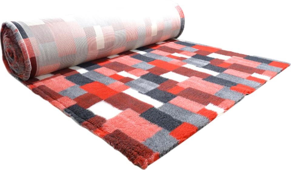 Companion - profleece patchwork filt röd/vit/grå 100x75 cm