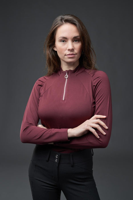 Equipage - jemma långärmad half-zip top wine