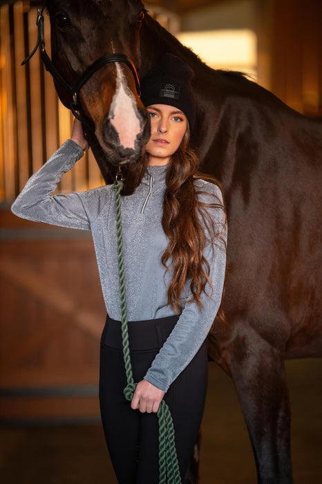 Equipage - shimmer långärmad ridskjorta med half-zip asphalt