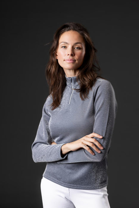 Equipage - shimmer långärmad ridskjorta med half-zip asphalt