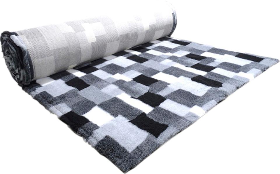 Companion - profleece patchwork filt svart/grå/vit 100x75 cm