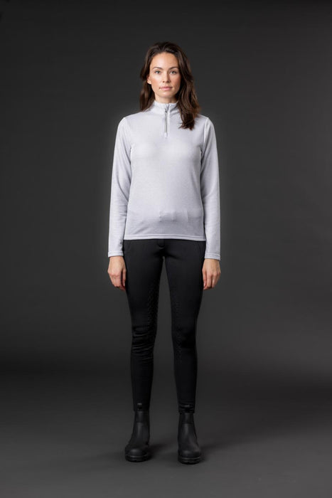 Equipage - shimmer långärmad ridskjorta med half-zip vit