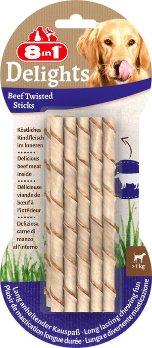 8 in 1 - delight twisted sticks oxhud om kött