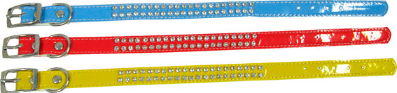 TRIXIE - z halsband läder med strass svart 15/35